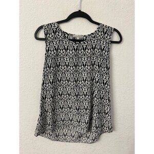 Moa Moa Womens Sleeveless Black & White Patterned Top size Medium